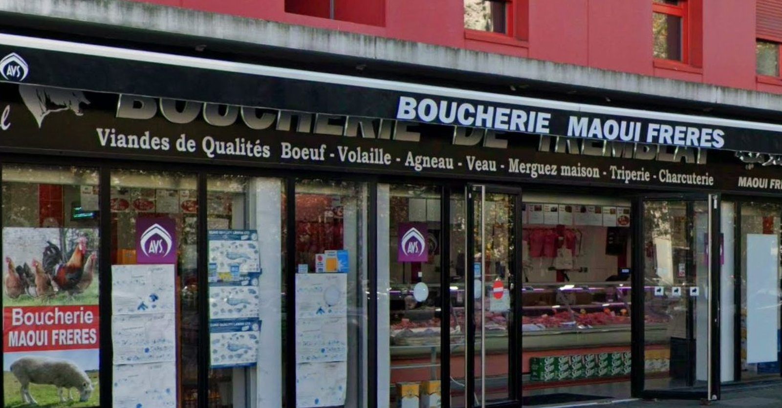Devanture de la Boucherie Maoui Frères, 2 Rue Lénine à Tremblay-en-France